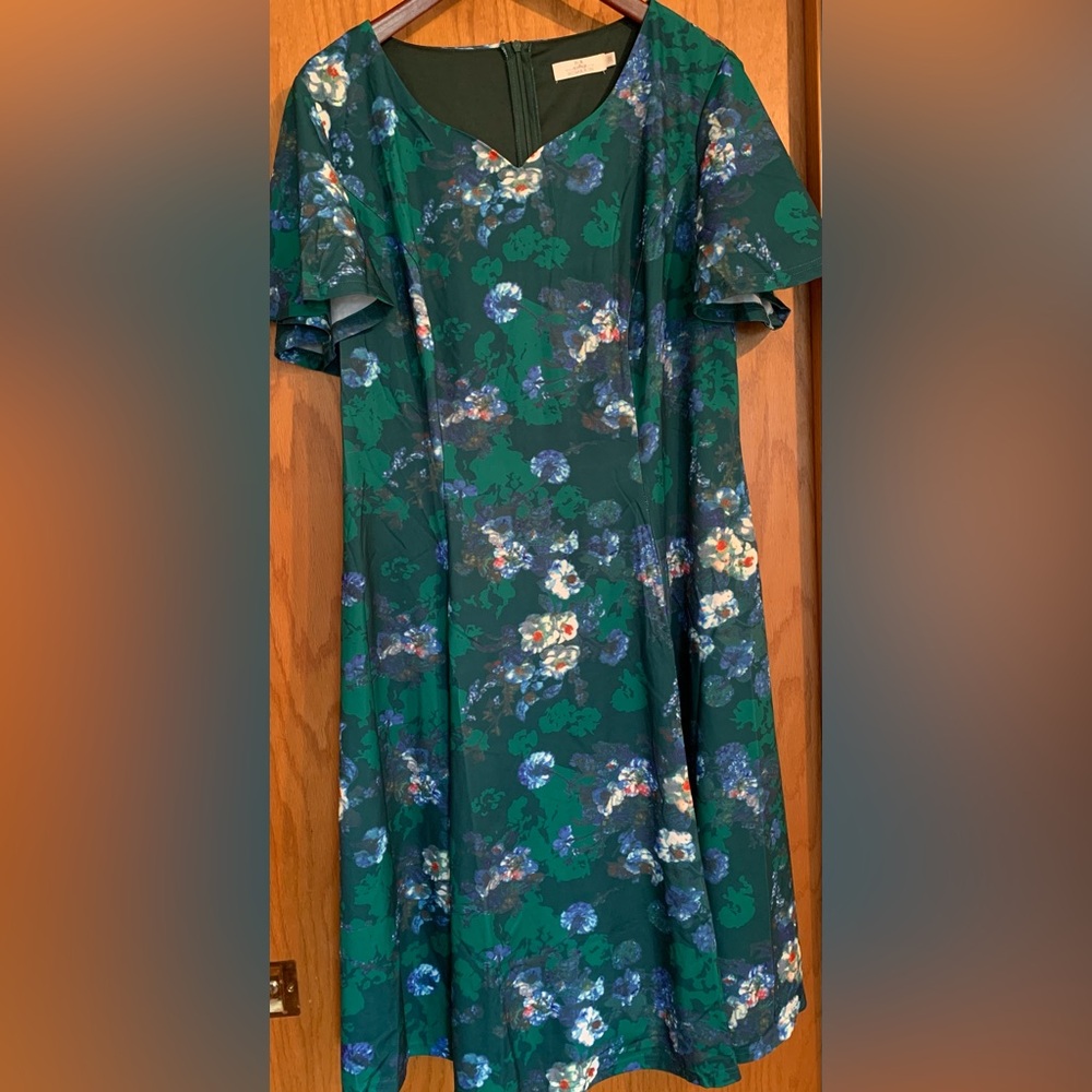 Floral Green Dress Homrain - Plus Size